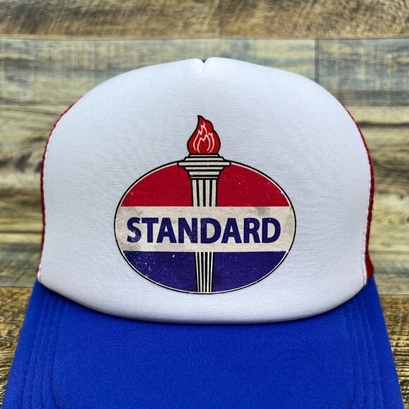 Standard Oil Mens Trucker Hat Blue Snapback Rockefeller Retro Baseball Cap - Picture 2 of 6